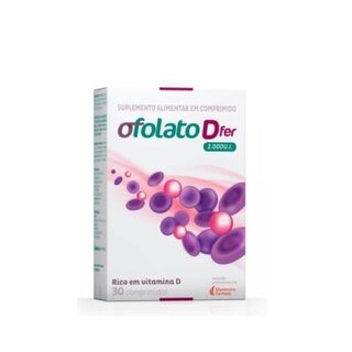 Ofolato D Fer 2.000UI, caixa com 30 comprimidos