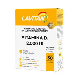Vitamina D Lavitan 2.000UI, caixa com 30 comprimidos