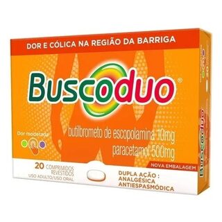 Buscoduo 10mg + 500mg, caixa com 20 comprimidos revestidos