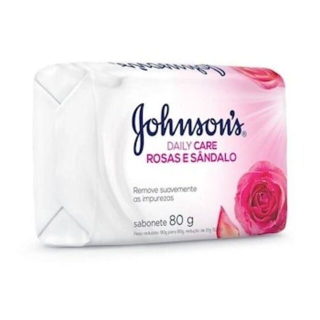 Sabonete Johnson’s Daily Care rosas e sândalo, barra, 1 unidade com 80g