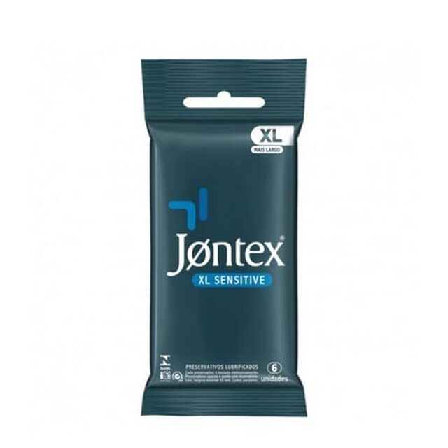 Preservativo Jontex XL, sensitive, pacote com 6 unidades