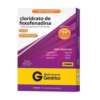 Cloridrato de Fexofenadina Cimed 120mg, caixa com 10 comprimidos revestidos