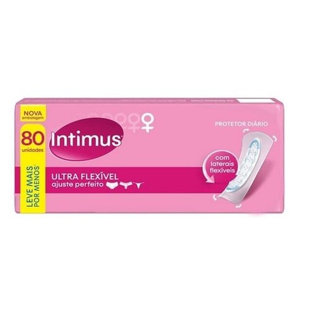 Protetor Diário Intimus Days ultra flexível, sem abas, pacote com 80 unidades