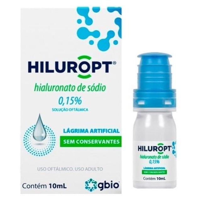 Hiluropt 1,5mg/mL, caixa com 1 frasco gotejador com 10mL de solução de uso oftálmico