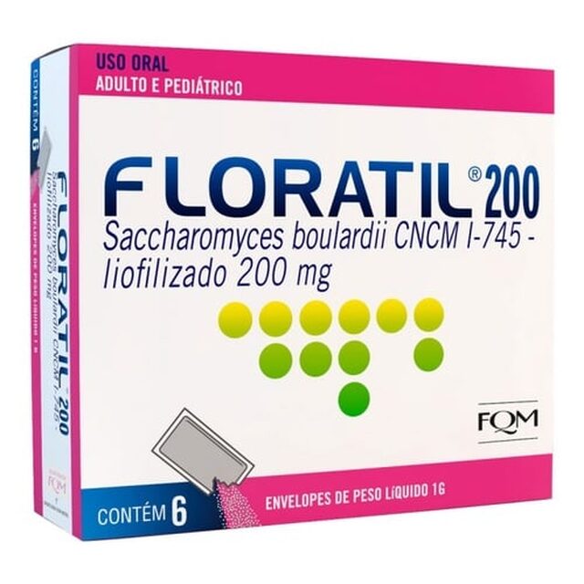 Floratil 200mg/g, caixa com 6 envelopes com 1g de pó para solução de uso oral