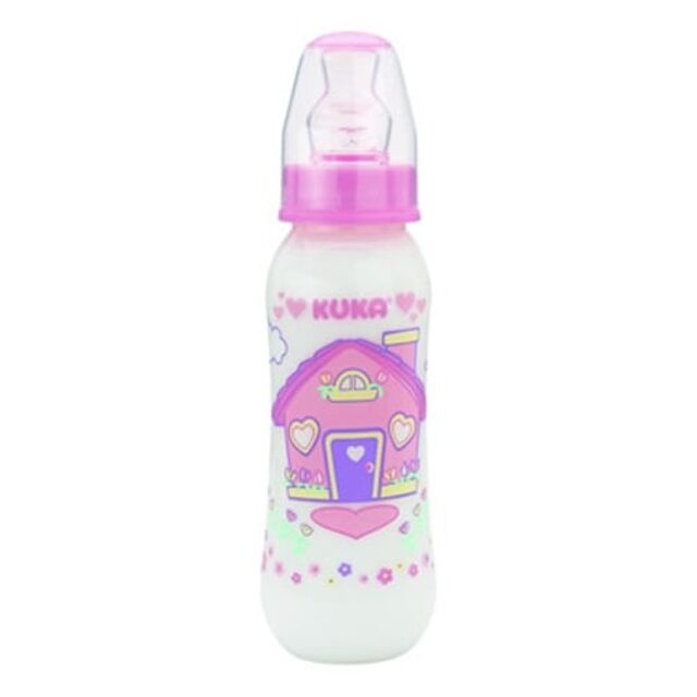 Mamadeira Kuka Natural Plus 6+ meses, rosa com capacidade de 250mL