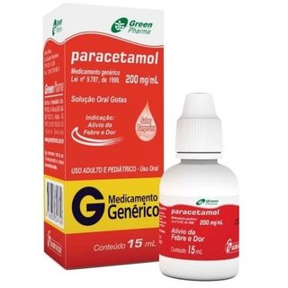 Paracetamol Greenpharma 200mg/mL, caixa com 1 frasco gotejador com 15mL de solução de uso oral