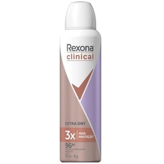 Desodorante Antitranspirante Feminino Rexona Clinical Extra Dry aerossol, 1 unidade com 150mL