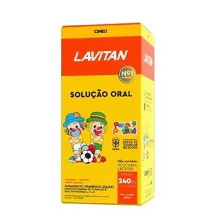 Lavitan Kids caixa com 1 frasco com 240mL de solução de uso oral + copo medidor, sabor laranja