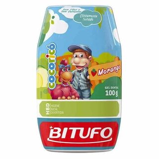 Gel Dental Infantil Cocoricó Bitufo sem flúor, morango com 90g