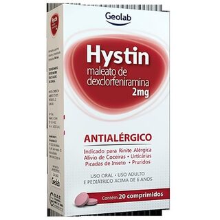 Hystin 2mg, caixa com 20 comprimidos