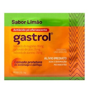 Gastrol Pó Efervescente 37mg/g + 47mg/g + 35,6mg/g, envelope com 5g de pó efervescente, limão