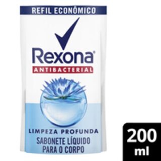 Refil Sabonete Líquido Rexona Antibacterial Limpeza Profunda Sachê 200ml