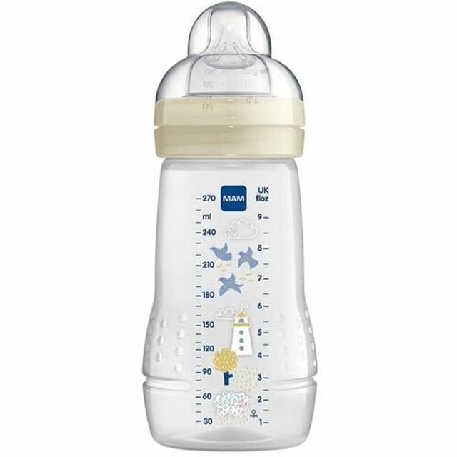 Mamadeira MAM Easy Active 2+ meses, transparente, 1 unidade com capacidade de 270mL