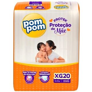 Fralda Pom Pom Protek Proteção de Mãe XG, pacote com 20 unidades