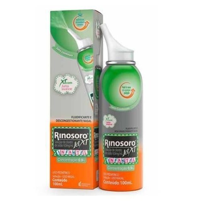 Rinosoro Jet XT 9mg/mL, frasco spray com 100mL de solução de uso nasal, infantil