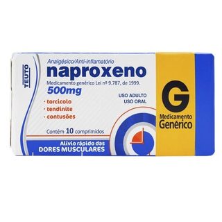 Naproxeno Teuto 500mg, caixa com 10 comprimidos