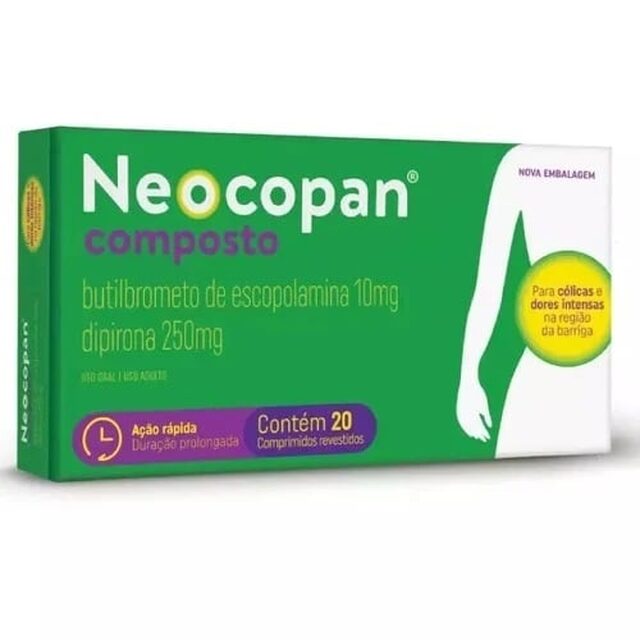 Neocopan Composto 10mg + 250mg, caixa com 20 comprimidos revestidos
