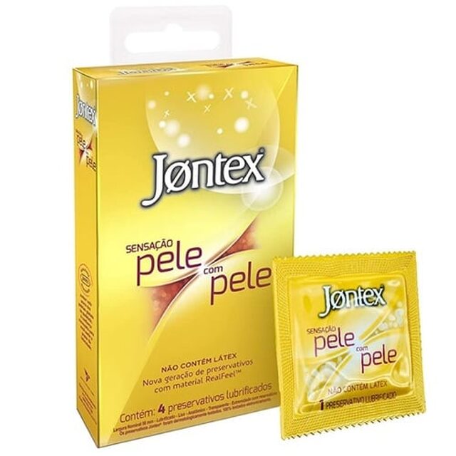 Preservativo Jontex Sensitive Pele com Pele, caixa com 4 unidades