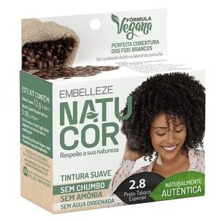 Kit Tintura Natucor Vegana nº 2.8 preto tabaco especial