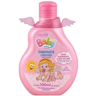 Sabonete Infantil Muriel Baby frasco rosa, líquido com 100mL