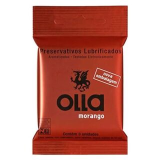 Preservativo Olla morango, pacote com 3 unidades