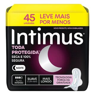 Absorvente Intimus Noturno Toda Protegida Cobertura Suave com Abas, 45 unidades