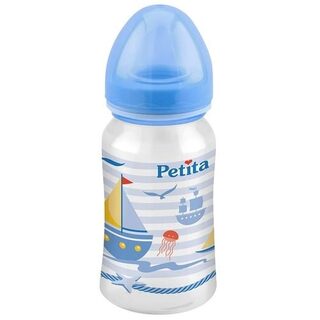 Mamadeira Petita 6+ meses, super, decorada, azul com capacidade de 270mL