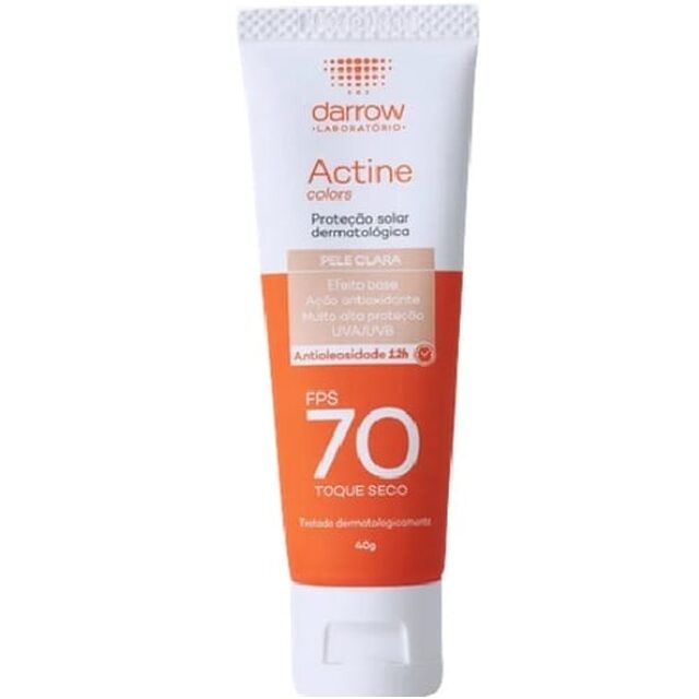 Protetor Solar Facial Darrow Actine Colors FPS 70, pele clara com 40g