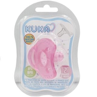 Chupeta de Silicone Kuka Soft Confort 6+ meses, rosa com 1 unidade