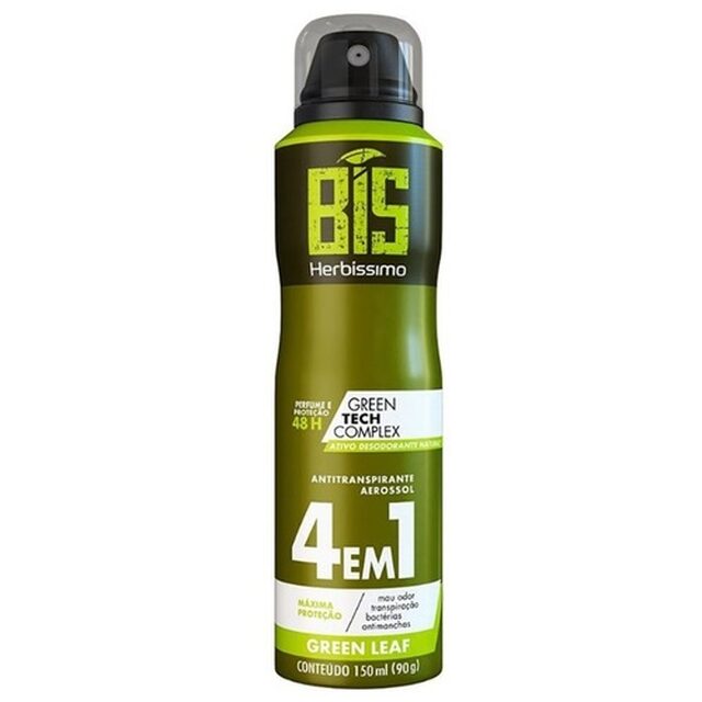 Desodorante Antitranspirante Herbissimo Bis 4 em 1 Green Leaf aerossol com 150mL