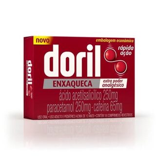 Doril Enxaqueca 250mg + 250mg + 65mg, caixa com 18 comprimidos revestidos