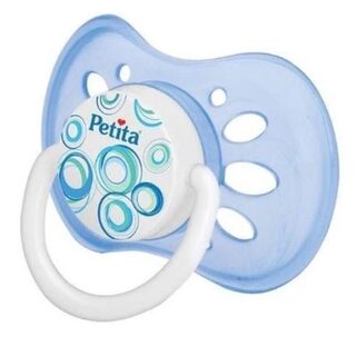 Chupeta Petita 6+ meses, bico redondo, ventilada, cristal, azul, sortida
