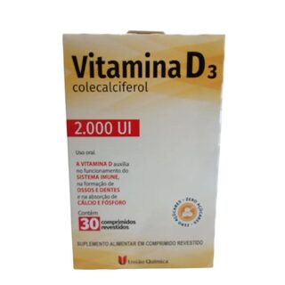 Vitamina D3 União Química 2.000UI, 30 comprimidos revestidos