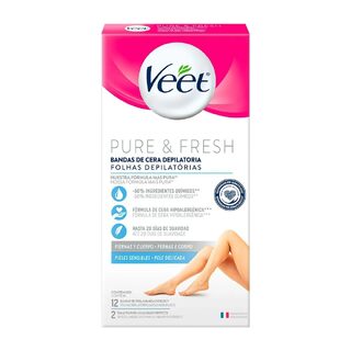 Folha Depilatória Pernas e Corpo Veet Pure & Fresh 12 unidades