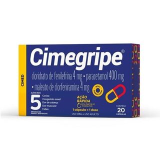 Cimegripe 400mg + 4mg + 4mg, caixa com 20 cápsulas duras