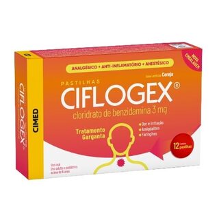 Ciflogex Pastilha 3mg, caixa com 12 pastilhas, sabor cereja