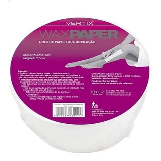 Rolo de Papel para Depilação Vertix Waxpaper, 7,5cm x 50m