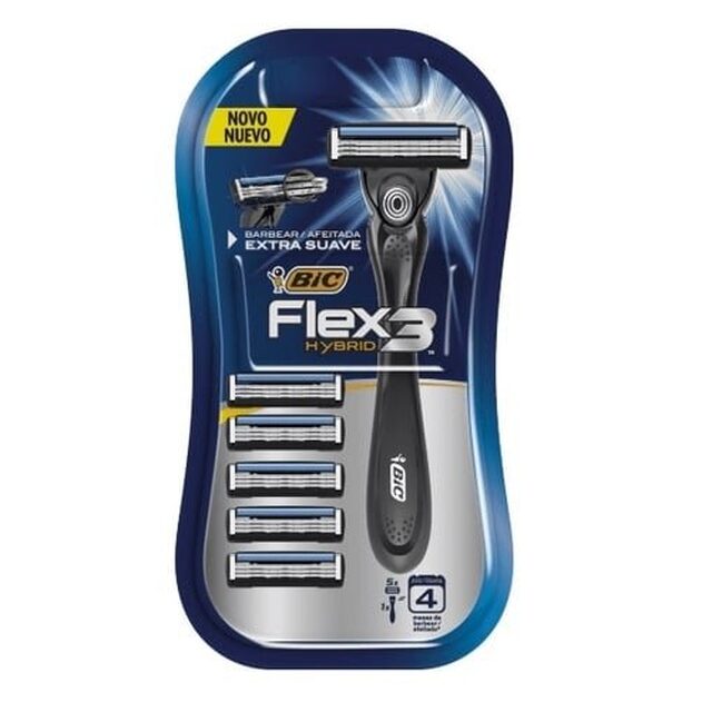 Aparelho de Barbear Bic Flex 3 Hybrid extra suave + 5 cargas