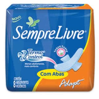 Absorvente Sempre Livre Adapt Termo Control suave, com abas, 8 unidades