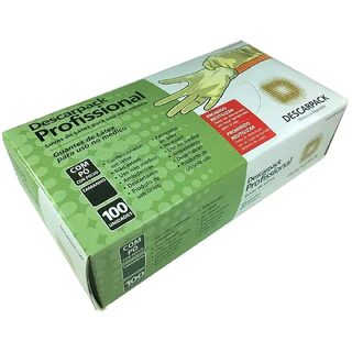 Luva de Látex Não Estéril Descarpack com pó, M, 100 unidades