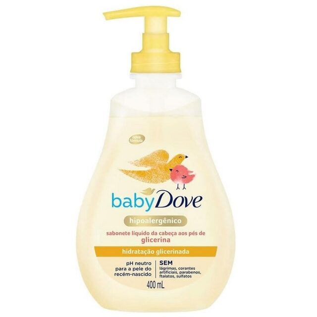 Sabonete Dove Baby Hidratação Glicerinada da Cabeça aos Pés líquido, frasco com 400mL