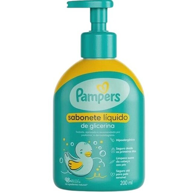 Sabonete Líquido de Glicerina Pampers, frasco com 200mL
