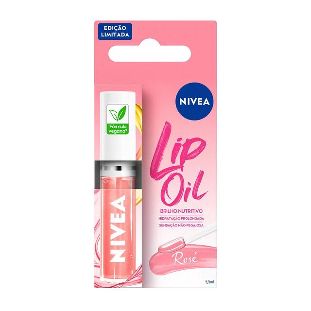 Brilho Labial Nutritivo Nivea Lip Oil Rosé 5,5ml