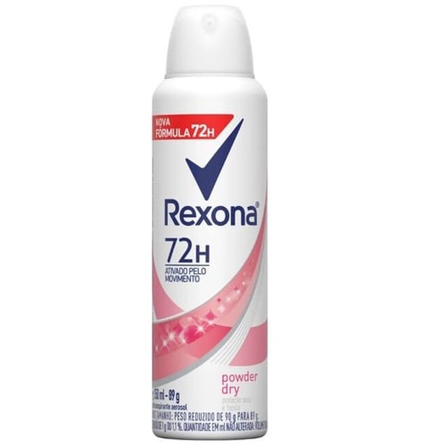 Desodorante Antitranspirante Feminino Rexona Powder Dry aerossol, 1 unidade com 150mL