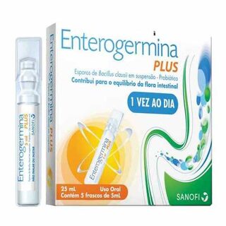 Enterogermina Plus, caixa com 5 flaconetes de 5mL