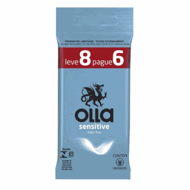 Preservativo Olla sensitive, pacote com 8 unidades