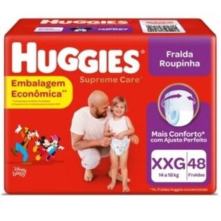 Fralda Roupinha Huggies Supreme Care Disney Baby XXG, pacote com 48 unidades