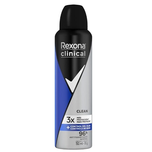 Desodorante Antitranspirante Rexona Men Clinical clean, aerossol, 1 unidade com 150mL