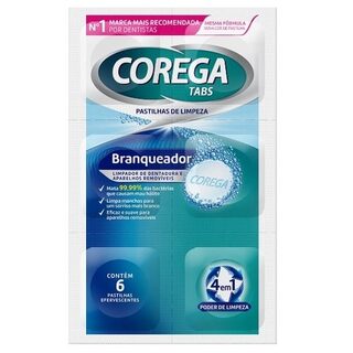 Limpador para Dentadura e Aparelhos Removíveis Corega Tabs sachê com 6 pastilhas efervescentes